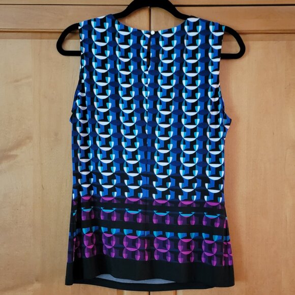 Calvin Klein Colorful Geometric Print Sleeveless Blouse - M - Picture 3 of 7